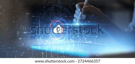 Cloud Computing and Data Synchronization Technology Illustrated on Futuristic Digital Interface.