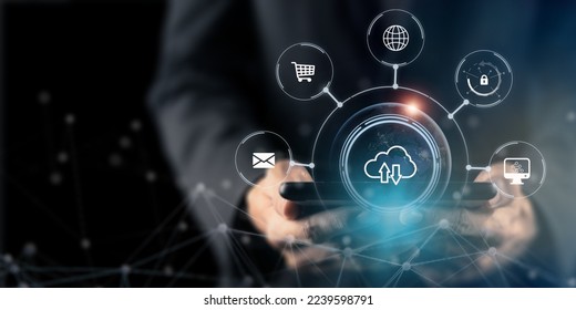 Cloud computing for digital transformation. Heavy computing power, storage, and IT infrastructure supporting internet of things, chatbots, augmented reality, machine learning, big data analytics.