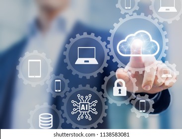 Cloud computing information technology concept, data processing and storage platform connected to internet network, specialist engineering system - Powered by Shutterstock - Get 15% off with code: PIKWIZARD15