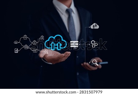 Cloud computing infrastructure with secure data synchronization, server management, digital transformation, enterprise networking, cybersecurity, data integration and business technology.