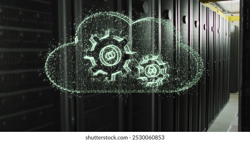 The cloud computing, online connections and data processing concept is a digitally generated image how information technology, data processing and computers work in harmony the image of a green cloud