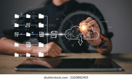 Cloud computing and online storage technologies, Internet server services, data transfer, and data management. Document Management System DMS, online documentation database