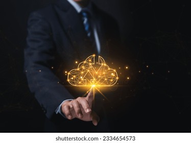cloud computing show Diagram representation technology icons The concept of connecting digital big data on a communications network. Security Storage and Internet Services