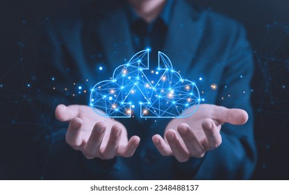 cloud computing show Diagram representation technology icons The concept of connecting digital big data on a communications network. Security Storage and Internet Services