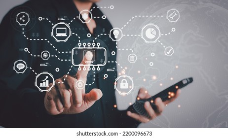 Cloud computing, smart industry,Digital transformation change management, internet of things. new technology bigdata and business process strategy, automate operation