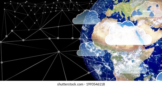 Cloud computing technology for global business network concept. Internet connection and globe