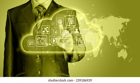 Cloud computing touchscreen interface - Shutterstock ID 239186929