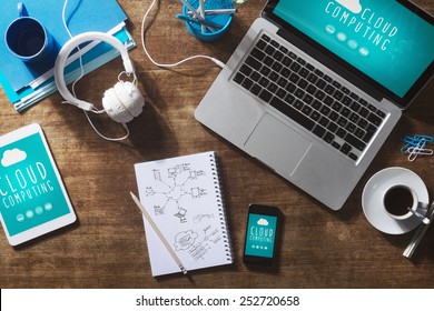 Cloud computing user interface and mobile app on laptop, smart phone and tablet - Powered by Shutterstock