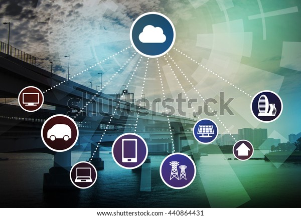 cloud computing and various communication devices,\
abstract image visual