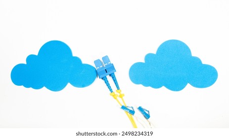 Cloud concept with connected cable