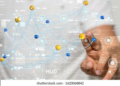 cloud connected to many objects on a virtual screen