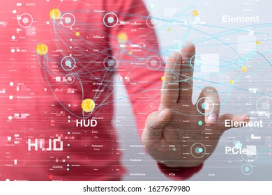 cloud connected to many objects on a virtual screen