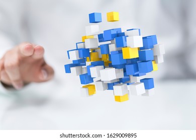 cloud connected to many objects on a virtual screen