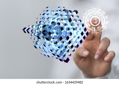 cloud connected to many objects on a virtual screen