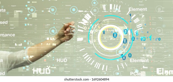 cloud connected to many objects on a virtual screen