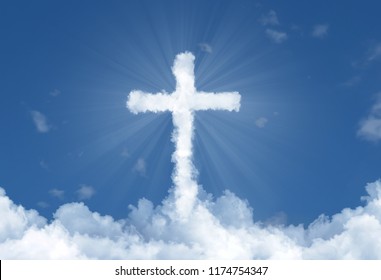 Cloud cross in sky