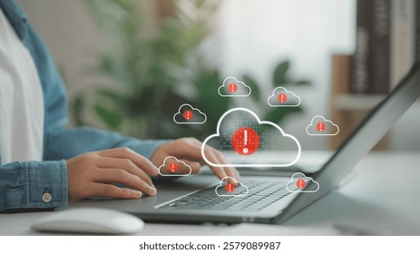 Cloud Data Alert Notification on Handheld Devices, Showcasing Security Management, Cyber Risk Prevention, and Digital Connectivity for Real-Time Protection in Business Operations.