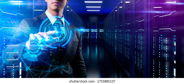 Cloud data, big data analysis, internet of thing IOT technology, crypto currency mine server data AI artificial intelligence futuristic background, online internet connect .
