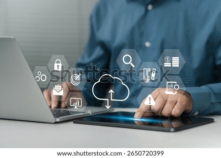 Cloud data management. Business Database and Backup Technologies, representing cloud based storage, digital business innovation and scalable Storage Solutions for Modern Connectivity
