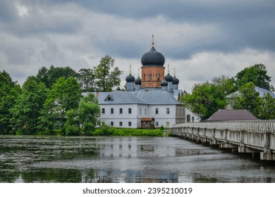 Cloud day in the Pokrov Island Monastery, Vladimir region of Russia