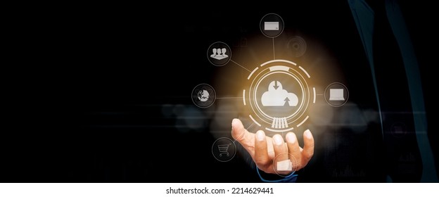 Cloud diagram show Hand of Businessmen, Cloud Technology Data, and Networking Internet Service - Shutterstock ID 2214629441
