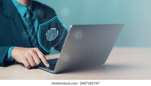 cloud, digital, information, network, security, technology, access, online, fingerprint, cyber. futuristic digital processing of biometric identification fingerprint scanner for access personal data.