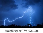 Cloud to ground lightning strikes over Albuquerque, New Mexico. July, 2011.