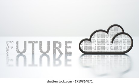 Cloud icon and FUTURE text. Modern computer technology concept