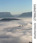 Cloud inversion over Austrian Alps near Salzburg, Austria