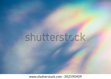 Cloud iridescence : diffraction phenomenon produce very vivid color and make cloud shine like a corona.