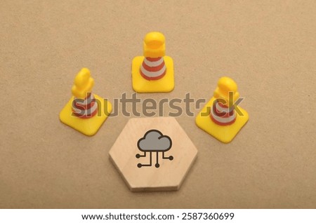 Cloud Maintenance in Progress: Traffic Cones Indicating Temporary Service Disruption