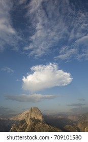 Cloud over half dome at last light.
