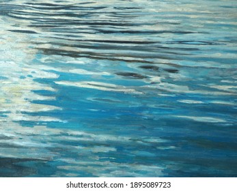 
Cloud Reflection In The Water. Oil Painting.