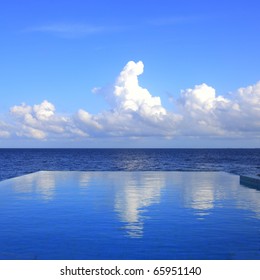 cloud reflections on the infinity pool