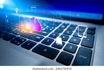 The cloud scalable and flexible storage solution. Cloud Computing Digital Information Data Center Technology.Information stored and managed in remote servers and accessible.Big data on Cloud.