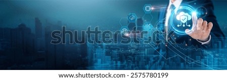Cloud Security: Data encryption, access control, threat detection, compliance standards, firewall protection, identity management. Businessman touches cloud security network, risk assessment.