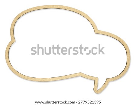 Cloud Shape Speech Bubble Outline Cutout Kraft Paper with Soft Shadow Isolated on White Background