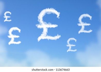 Cloud Shaped As UK Pound Sterling Currency Sign, Dreaming Concept