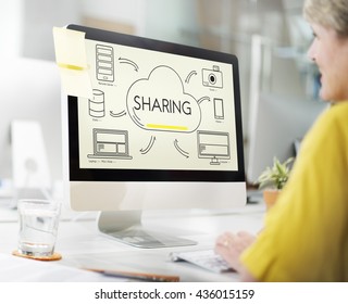Cloud Sharing Networking Connection Transfer Concept