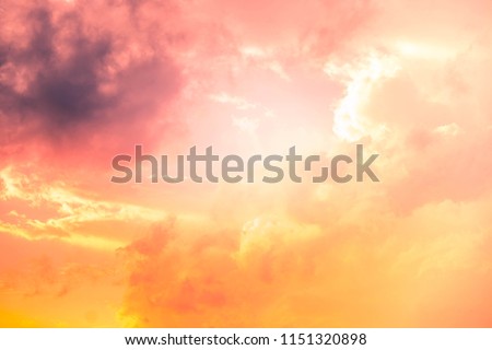 cloud sky in sunset time is beautiful cloudscape.Look like heaven and view red fluffy clouds of  glorious and freedom
