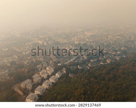 Cloud of smoke drifting toward Trier city, Germany, high fine dust levels, forest fires in High Fens, Belgium and North Rhine Westphalia, wind direction