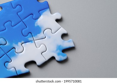 Cloud  social media icon on colorful jigsaw puzzle