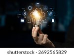 A cloud storage and data synchronization service ecosystem. A concept of cloud computing for file storage, backup, and sharing across devices. Motif