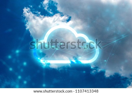 cloud storage with networking internet digital technology, ai data system connecting to link global information, security of social, web net of online business, server global