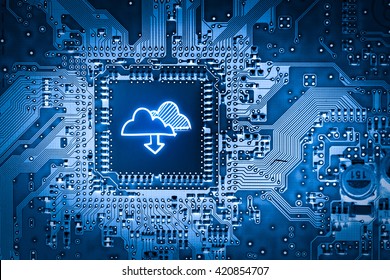 Cloud Storage & Security Concept On Computer Mainboard