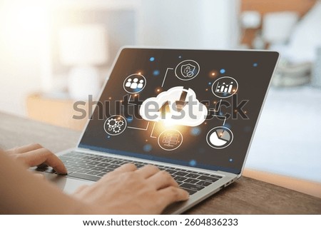Cloud storage server. concept of Backup in computer data systems and cloud digital technology. multi data security, and a platform on the internet. transfer and recovery online