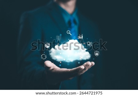 Cloud storage server. Concept of Backup in computer data systems and cloud digital technology. Multi-data security and a platform on the internet. transfer and recovery online. cloud computing