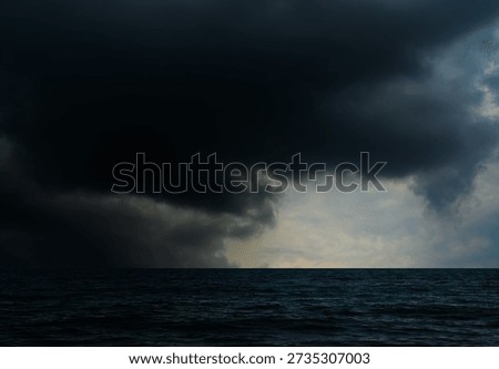 Cloud storm sky dark rain lightning thunder on sea ocean stormy typhoon nature light scene rainy atmosphere damage effect carbon dioxide dust air pollution 2.5 Pm, texture nature windstorm.