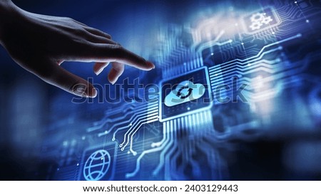 Cloud technology computing and data storage concept on virtual screen.