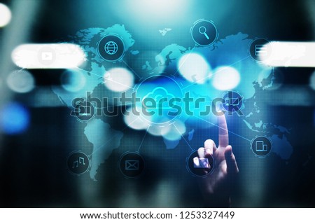 Cloud technology computing, internet and networking concept on virtual screen.